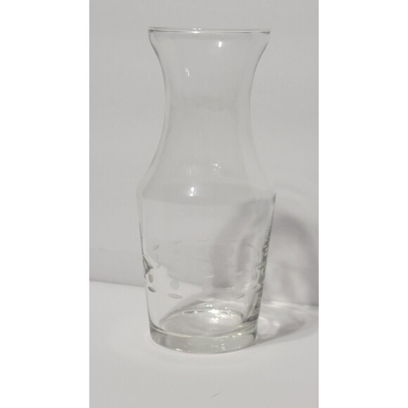 Vintage MCM Libbey Frosted Etched Design Clear Glass Wine/Juice Carafe - Picture 2 of 8